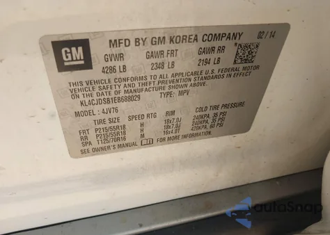 2014 Buick Encore Premium z USA, uszkodzony, nr VIN KL4CJDSB1EB688029